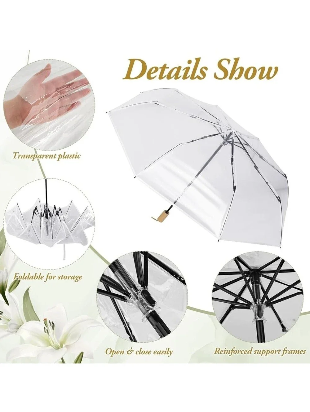 15-Pack Clear Event Party Favor Umbrellas with Storage Basket New